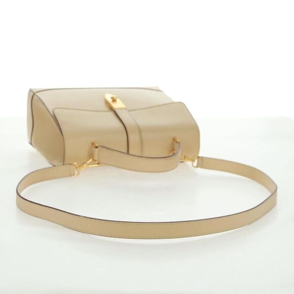 Celine 16 Top Handle Bag Grained Calfskin Beige Leather Handbag (Pre-Owned) - Picture 8 of 16